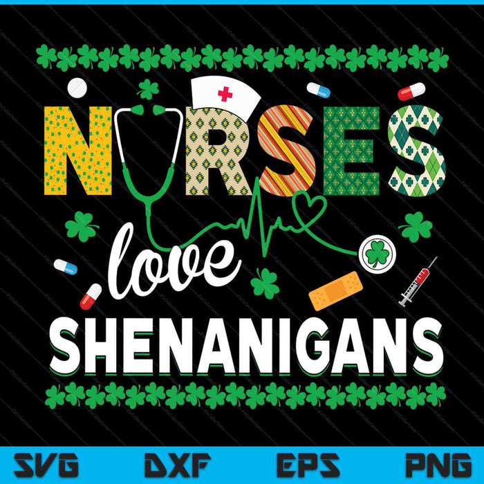 St Patricks Day Rn Nurse Love Shenanigans Scrub Top Women SVG PNG Digital Printable Files