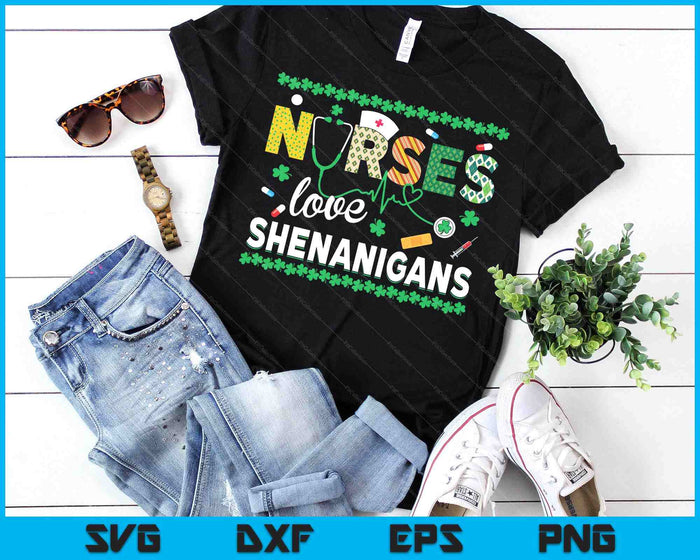 St Patricks Day Rn Nurse Love Shenanigans Scrub Top Women SVG PNG Digital Printable Files