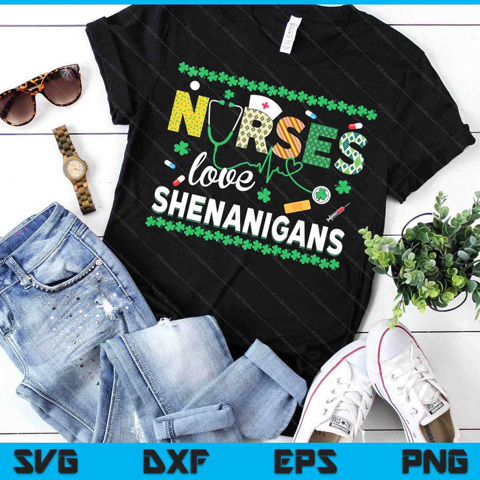 St Patricks Day Rn Nurse Love Shenanigans Scrub Top Women SVG PNG Digital Printable Files