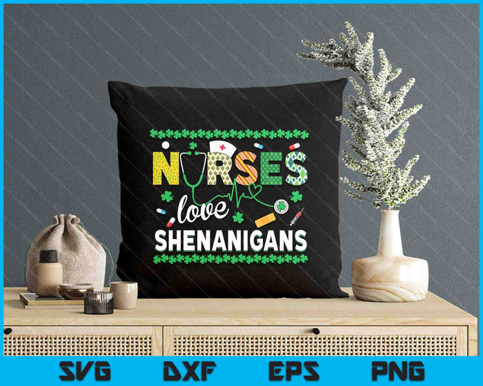 St Patricks Day Rn Nurse Love Shenanigans Scrub Top Women SVG PNG Digital Printable Files