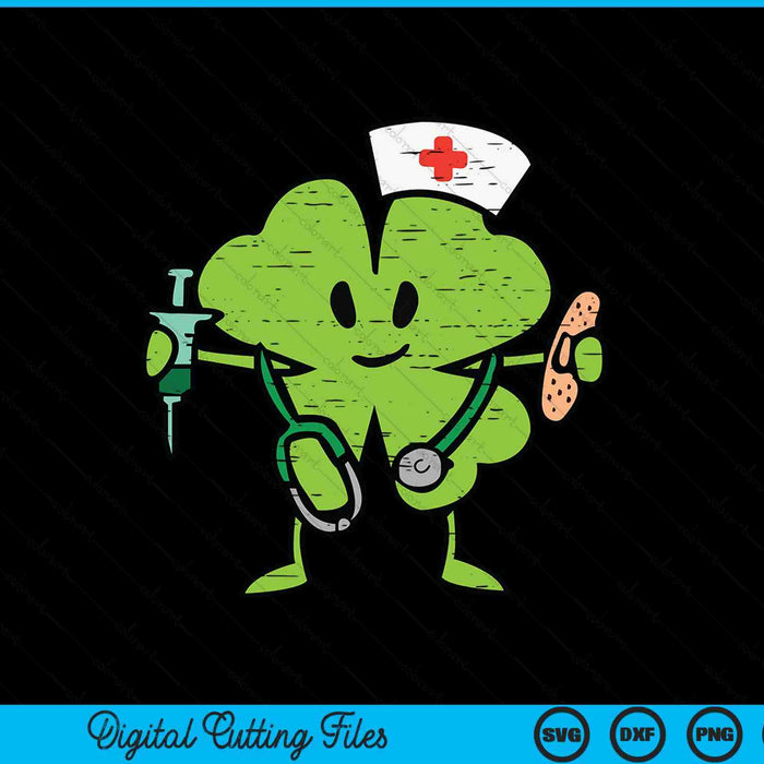 St Patricks Day Shamrock Nurse Saint Paddys Scrub Top Women SVG PNG Digital Printable Files