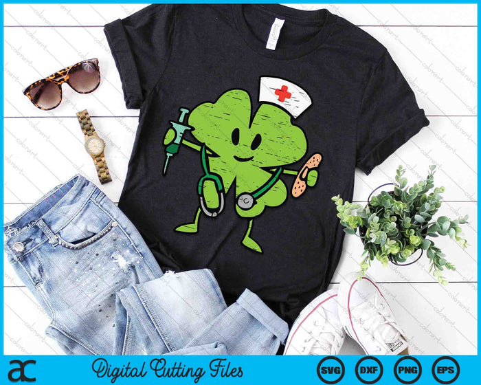 St Patricks Day Shamrock Nurse Saint Paddys Scrub Top Women SVG PNG Digital Printable Files