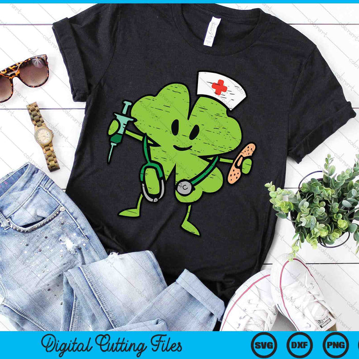 St Patricks Day Shamrock Nurse Saint Paddys Scrub Top Women SVG PNG Digital Printable Files