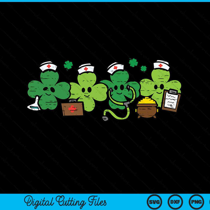 St Patricks Day Shamrock Nurses Saint Paddys Scrub Top Women SVG PNG Digital Printable Files
