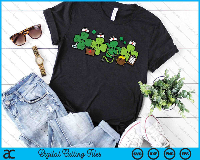 St Patricks Day Shamrock Nurses Saint Paddys Scrub Top Women SVG PNG Digital Printable Files