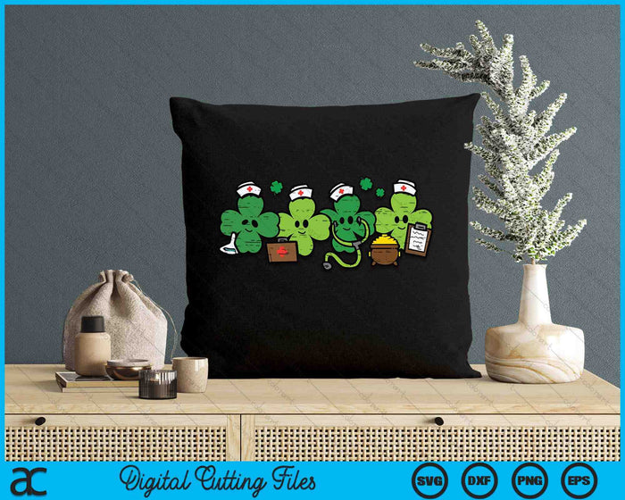 St Patricks Day Shamrock Nurses Saint Paddys Scrub Top Women SVG PNG Digital Printable Files