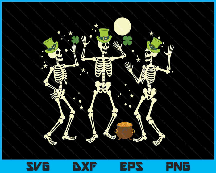 St Patricks Day Skeleton Dancing Saint Pattys Kids Women Men SVG PNG Digital Printable Files