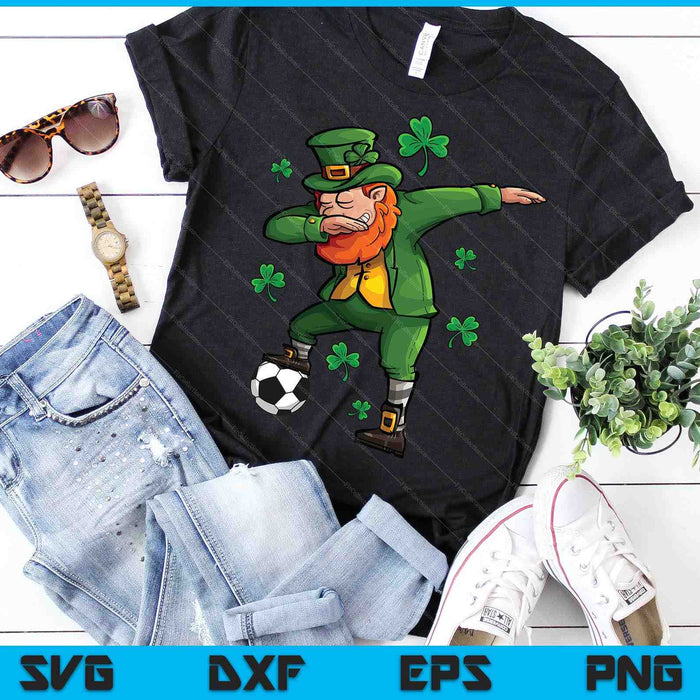 St Patricks Day Soccer Dabbing Leprechaun Soccer Boys Kids SVG PNG Digital Printable Files