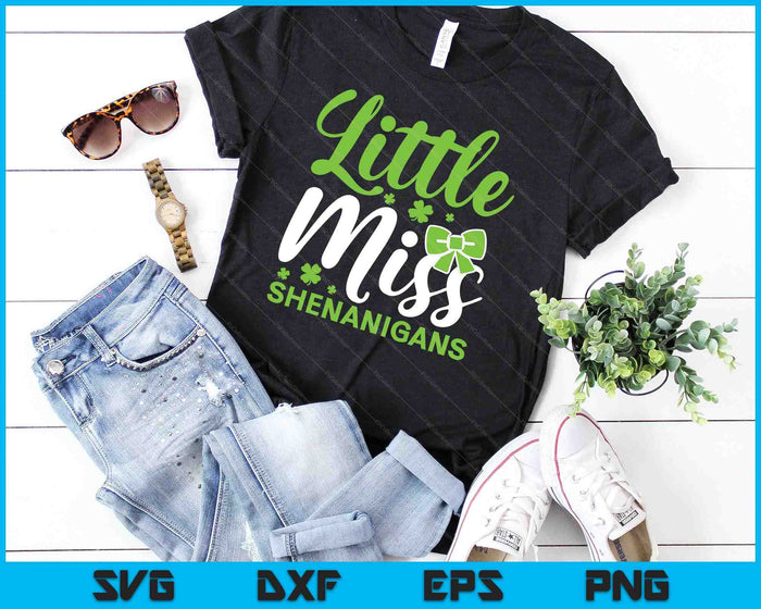 St Patricks Day Top voor meisjes Little Miss Shenanigans SVG PNG digitale afdrukbare bestanden