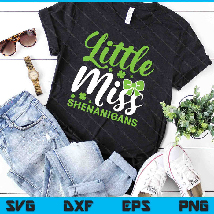 St Patricks Day Top For Girls Little Miss Shenanigans SVG PNG Digital Printable Files