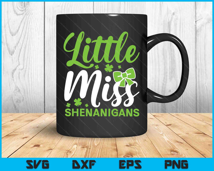 St Patricks Day Top voor meisjes Little Miss Shenanigans SVG PNG digitale afdrukbare bestanden