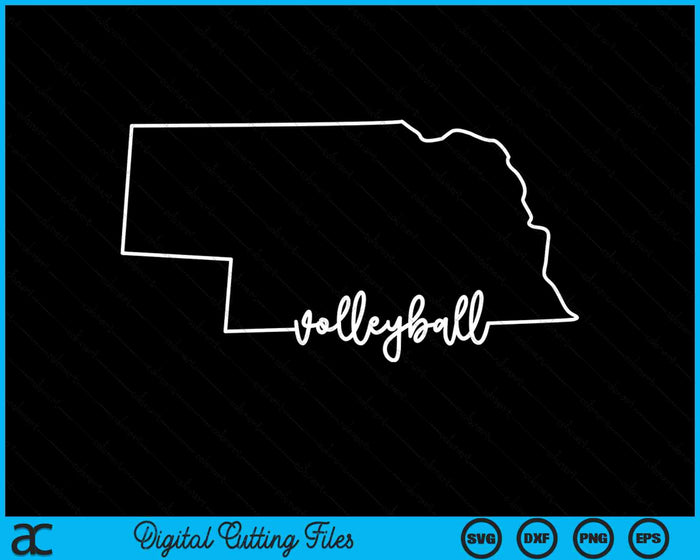 Esquema del estado de Nebraska con archivos de corte digital SVG PNG de voleibol