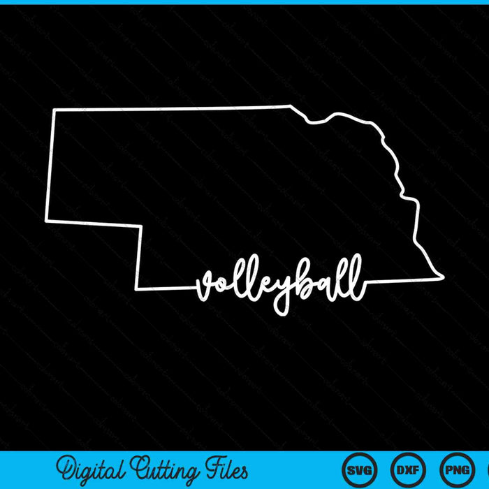 Esquema del estado de Nebraska con archivos de corte digital SVG PNG de voleibol