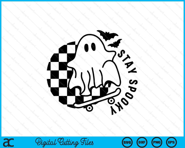 Stay Spooky Skateboard Ghost Halloween SVG PNG Digital Cutting Files