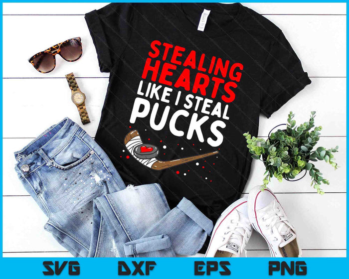 Stealing Heart Like I Steal Pucks Valentine's Day Hockey SVG PNG Digital Cutting Files