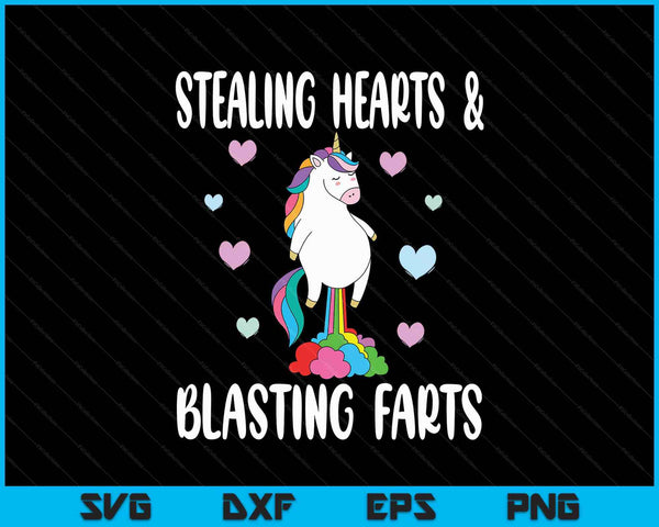 Stealing hearts and blasting farts unicorn SVG cut file