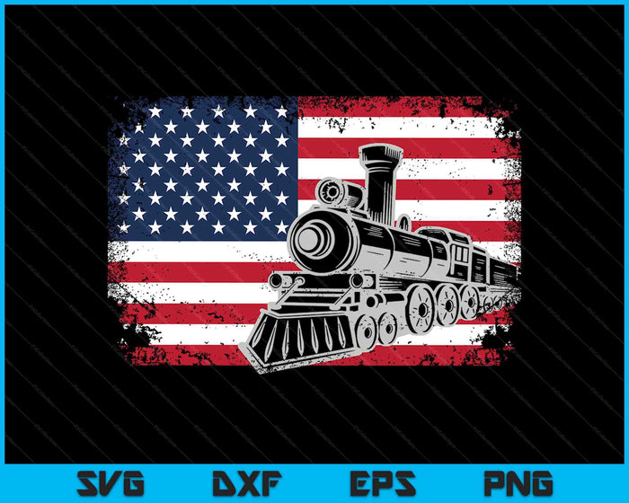 Steam Train Driver Trainspotting Locomotive American Flag SVG PNG Digital Printable Files