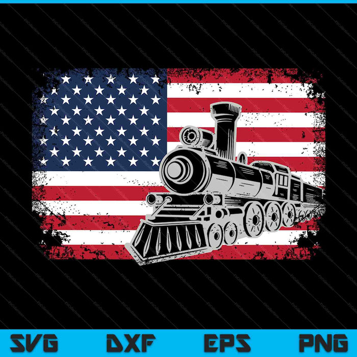 Steam train driver trainspotting locomotive American flag SVG cut file