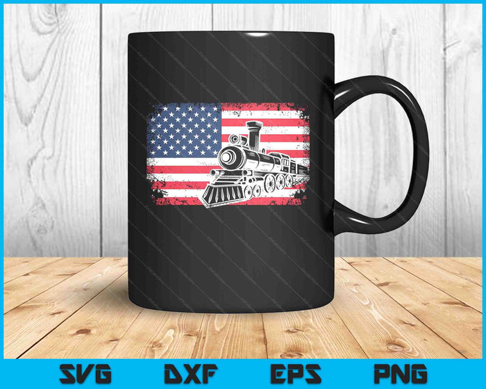 Steam Train Driver Trainspotting Locomotive American Flag SVG PNG Digital Printable Files