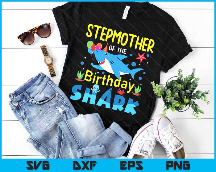 Stepmother Birthday Kids Shark Party Matching Family SVG PNG Digital Printable Files