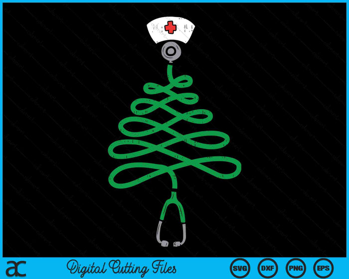 Stethoscoop kerstboom verpleegkundige Kerstmis SVG PNG digitale snijbestanden