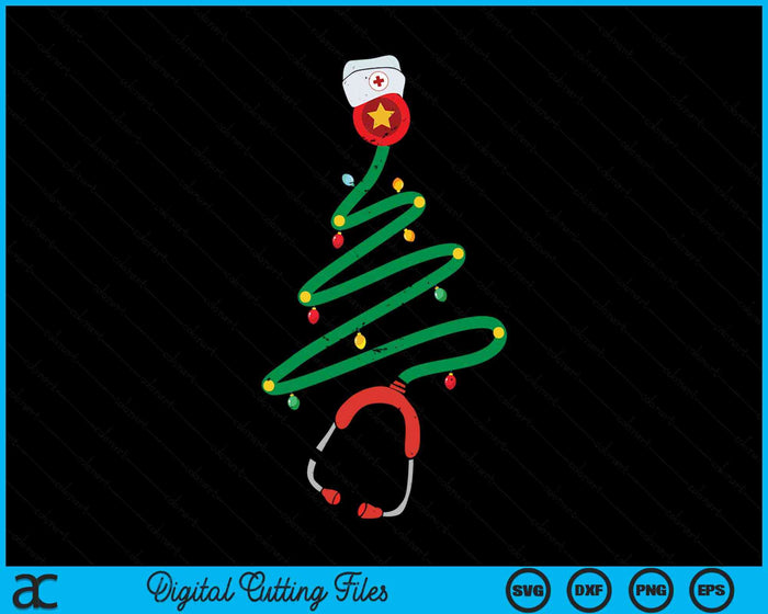 Stethoscope Christmas Tree Registered Nurse Christmas Lights SVG PNG Digital Cutting Files