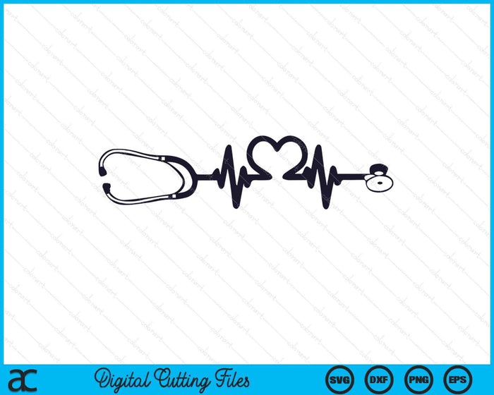 Stethoscope Heartbeat Nursing SVG PNG Digital Printable Files