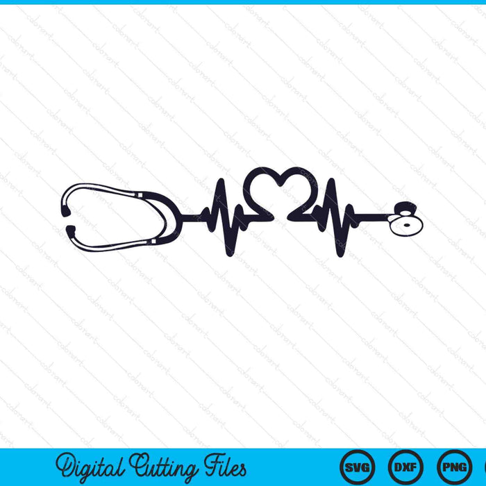 Stethoscope Heartbeat Nursing SVG PNG Digital Printable Files
