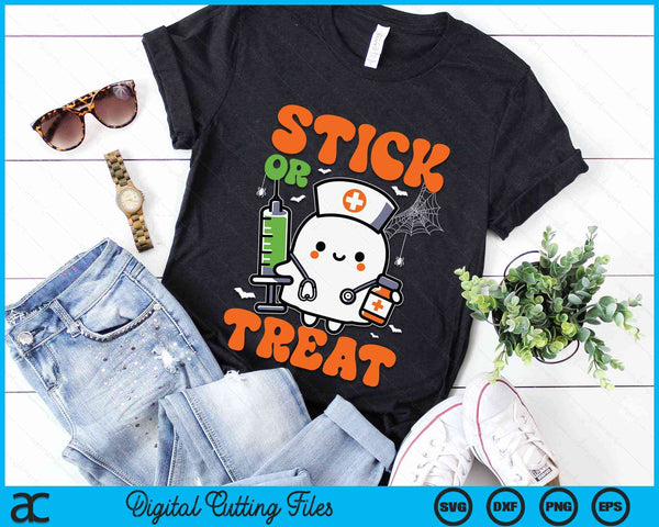 Stick or Treat Nurse Funny Halloween Costume SVG PNG Digital Cutting File