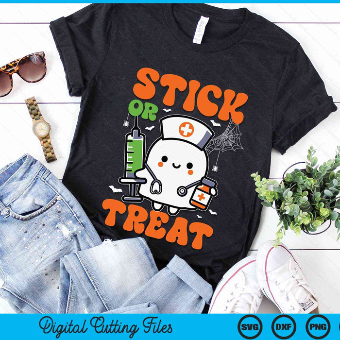 Stick or Treat Nurse Funny Halloween Costume SVG PNG Digital Cutting File