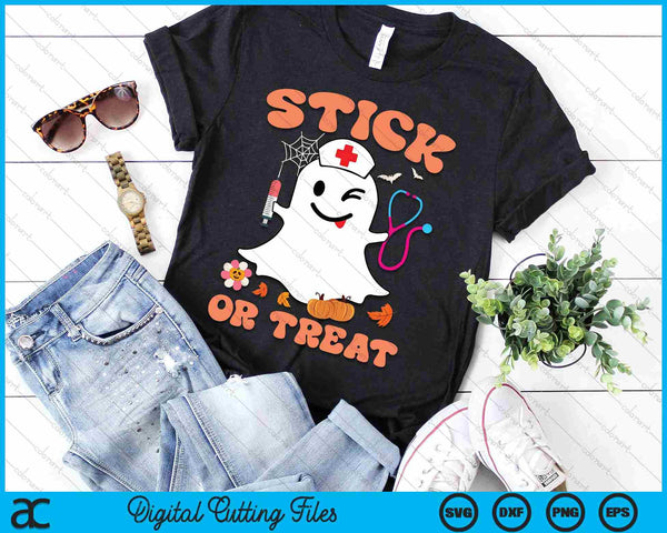 Stick or Treat Nurse Funny Halloween Costume SVG PNG Digital Printable Files