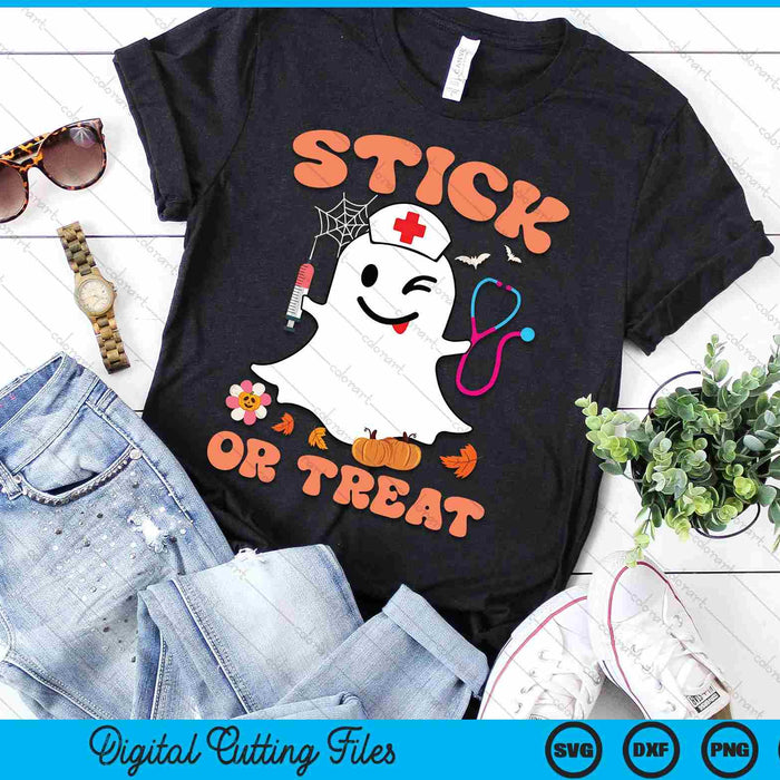 Stick or Treat Nurse Funny Halloween Costume SVG PNG Digital Printable Files