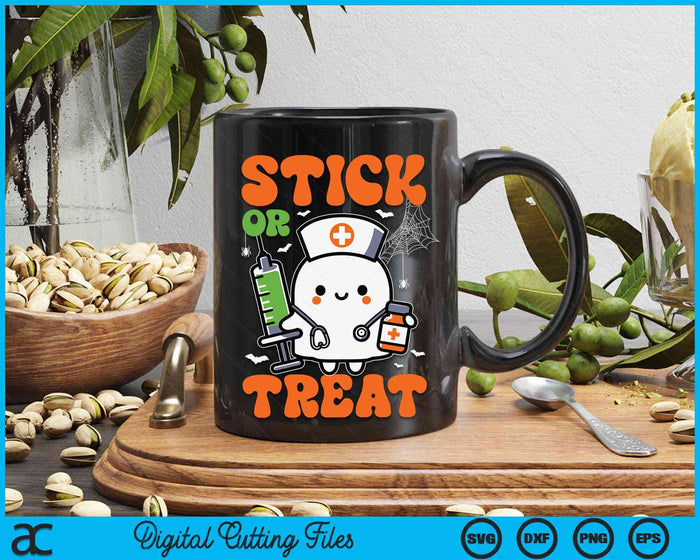 Stick or Treat Nurse Funny Halloween Costume SVG PNG Digital Cutting File