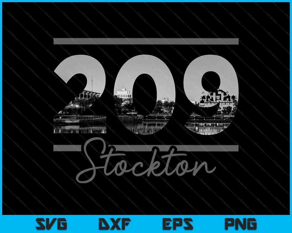 Stockton 209 Area Code Skyline California Vintage SVG PNG Cutting Files ...