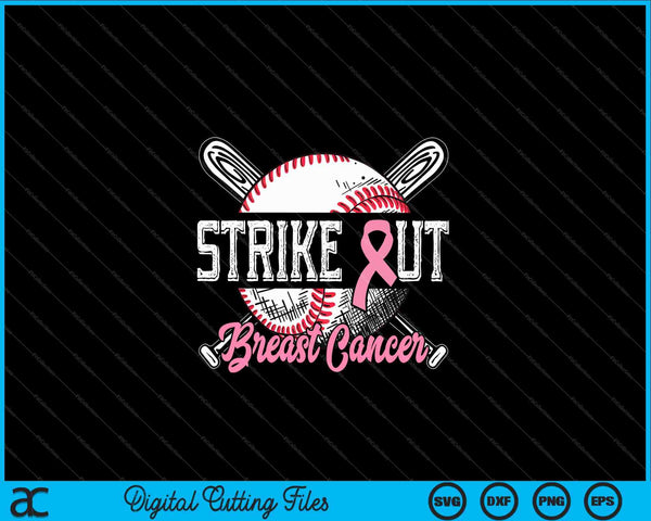 Strike Out Breast Cancer Béisbol Concientización sobre el cáncer de mama SVG PNG Archivos de corte digital