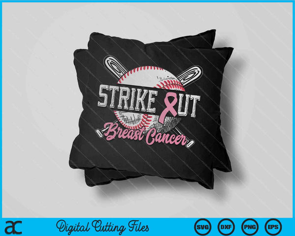 Strike Out Breast Cancer Béisbol Concientización sobre el cáncer de mama SVG PNG Archivos de corte digital