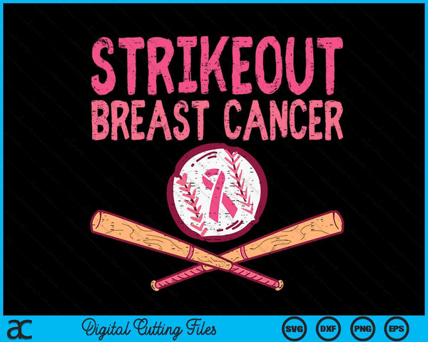 Strike out breast cancer baseball fight awareness SVG cut file