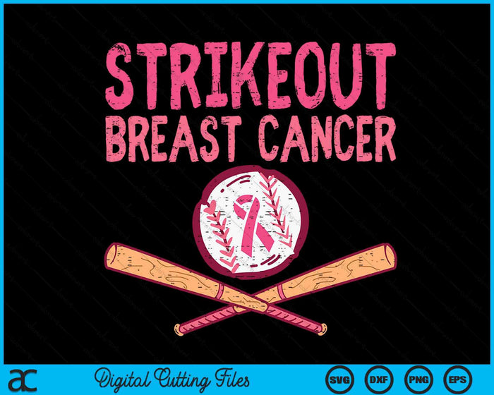 Strike Out Breast Cancer Baseball Fight Awareness SVG PNG Digital Printable Files