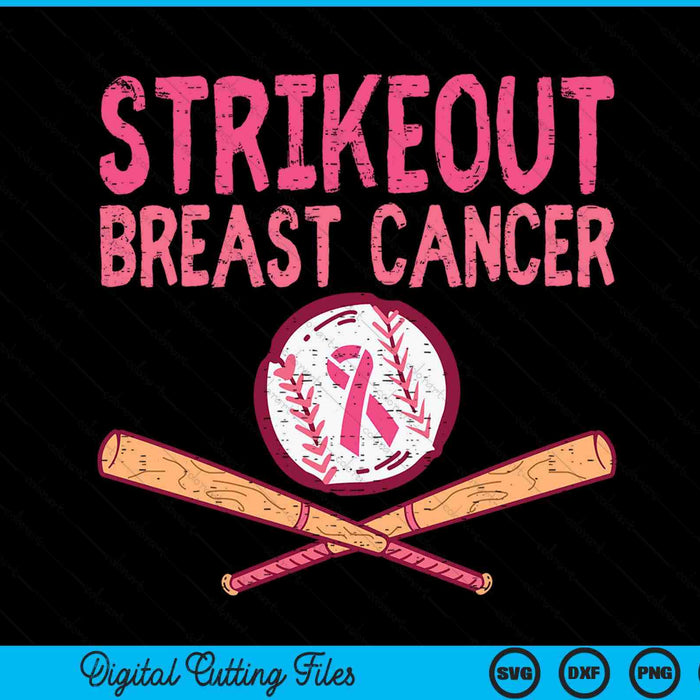 Strike out breast cancer baseball fight awareness SVG cut file