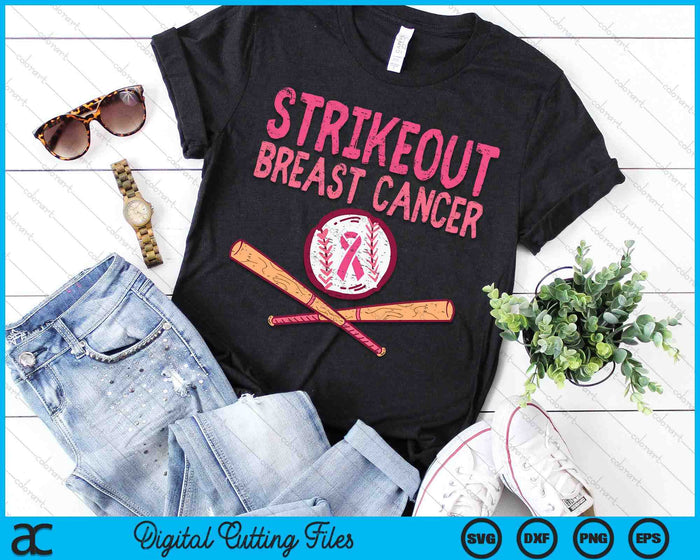 Strike Out Breast Cancer Baseball Fight Awareness SVG PNG Digital Printable Files