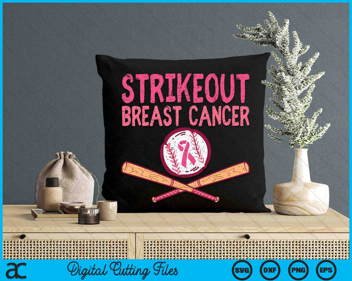 Strike Out Breast Cancer Baseball Fight Awareness SVG PNG Digital Printable Files