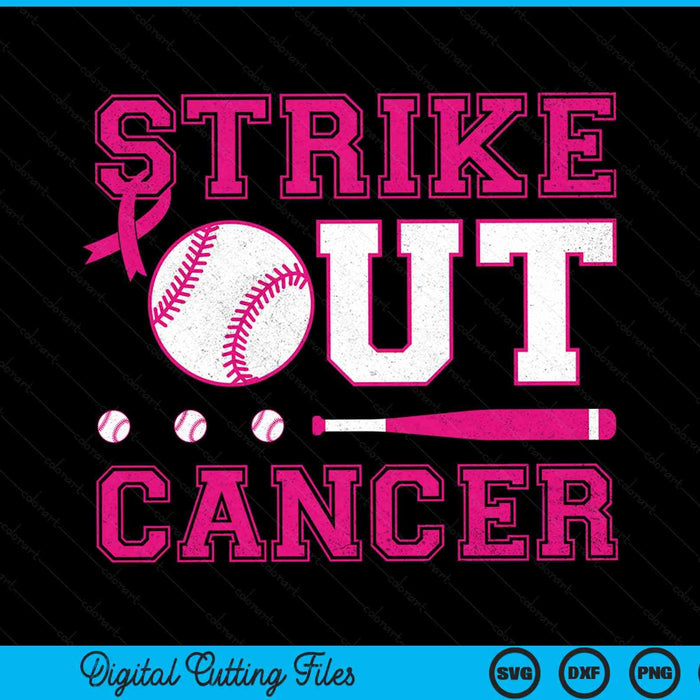 Strike Out Cancer Baseball Breast Cancer Awareness SVG PNG Digital Cutting File