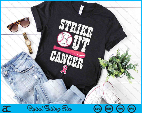 Strike Out Cancer Baseball Breast Cancer Awareness SVG PNG Digital Cutting File