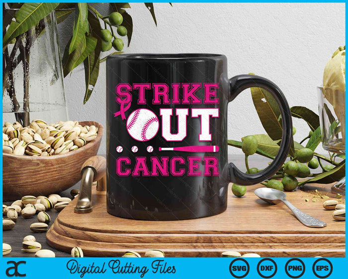 Strike Out Cancer Baseball Breast Cancer Awareness SVG PNG Digital Cutting File