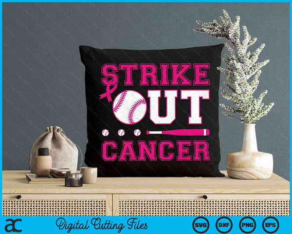 Strike Out Cancer Baseball Breast Cancer Awareness SVG PNG Digital Cutting File