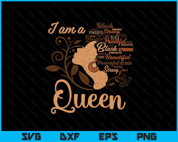 Sterk zwart, ik ben een koningin Afro-Amerikaanse Afro BLM SVG PNG digitale snijbestanden