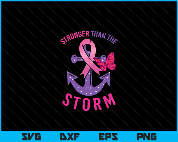 Stronger than the storm fight breast cancer ribbon wear pink SVG cut file