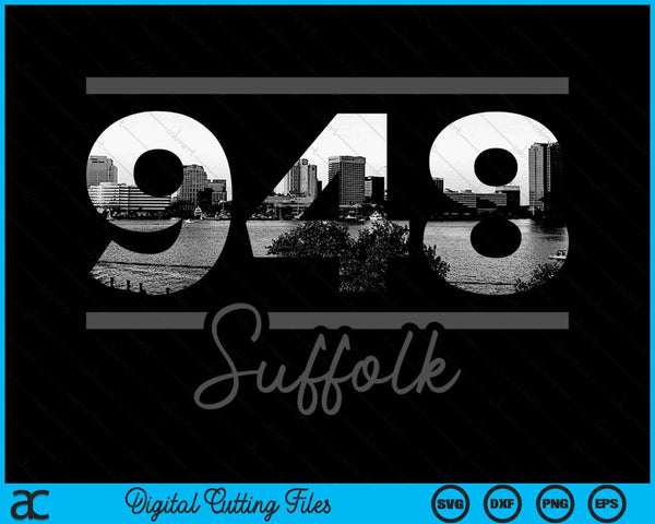 Suffolk 948 Area Code Skyline Virginia Vintage SVG PNG Digital Cutting Files