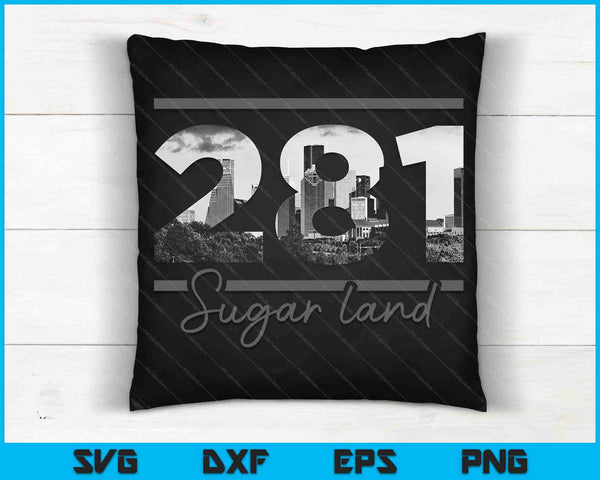 Sugar Land 281 Código de área Skyline Texas Vintage SVG PNG Cortar archivos imprimibles