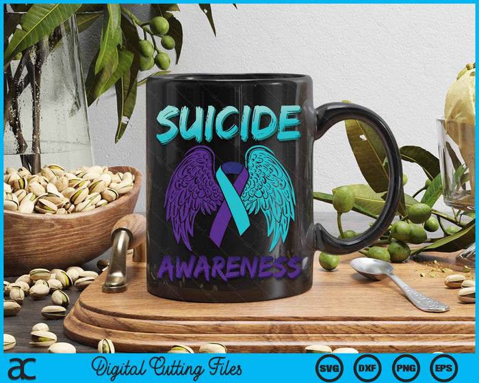 Suicide Awareness Ribbon Wings Suicide Prevention SVG PNG Digital Cutting Files